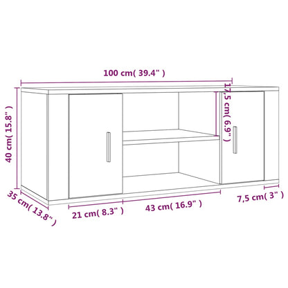 vidaXL TV Cabinet Concrete Grey 100x35x40 cm Engineered Wood