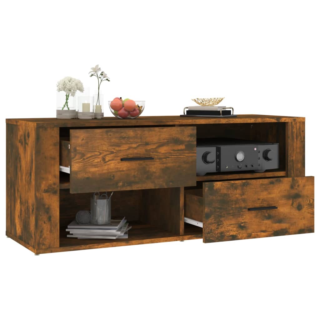 vidaXL TV Cabinet Smoked Oak 100x35x40 cm Engineered Wood