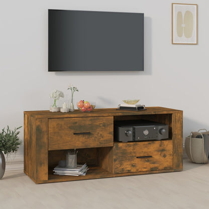 vidaXL TV Cabinet Smoked Oak 100x35x40 cm Engineered Wood