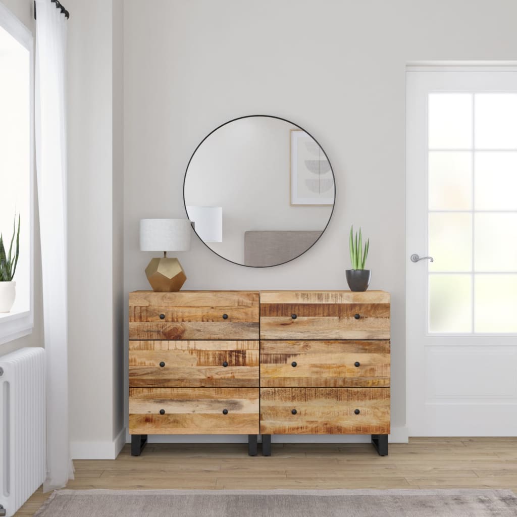 vidaXL Sideboards 2 pcs 60x33x75 cm Rough Mango Wood