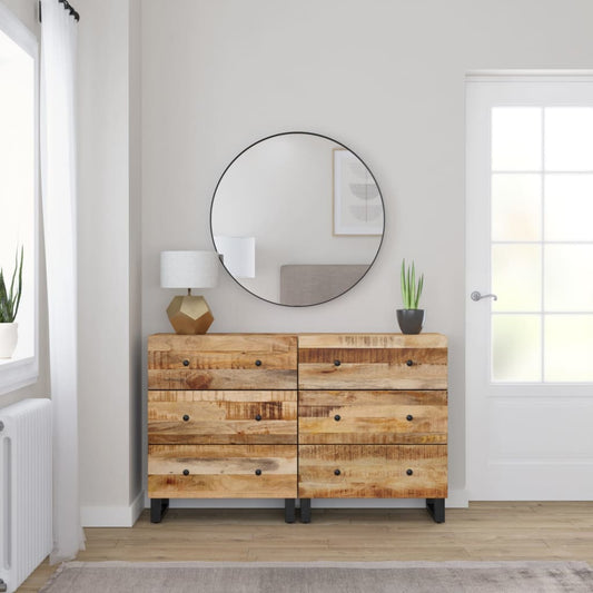 vidaXL Sideboards 2 pcs 60x33x75 cm Rough Mango Wood