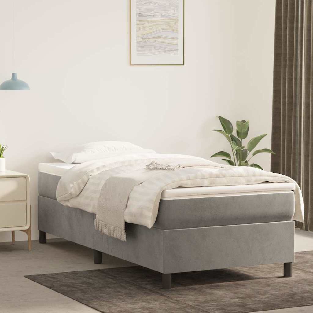 vidaXL Box Spring Bed Frame Light Grey Twin XL Velvet