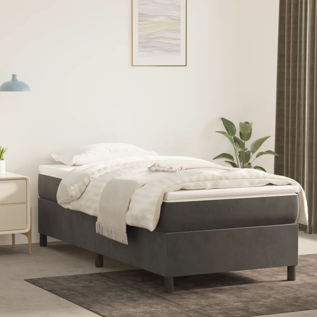 vidaXL Box Spring Bed Frame Dark Grey Twin XL Velvet (US Only)