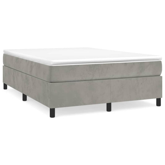 vidaXL Box Spring Bed Frame Light Grey Full Velvet (US Only)