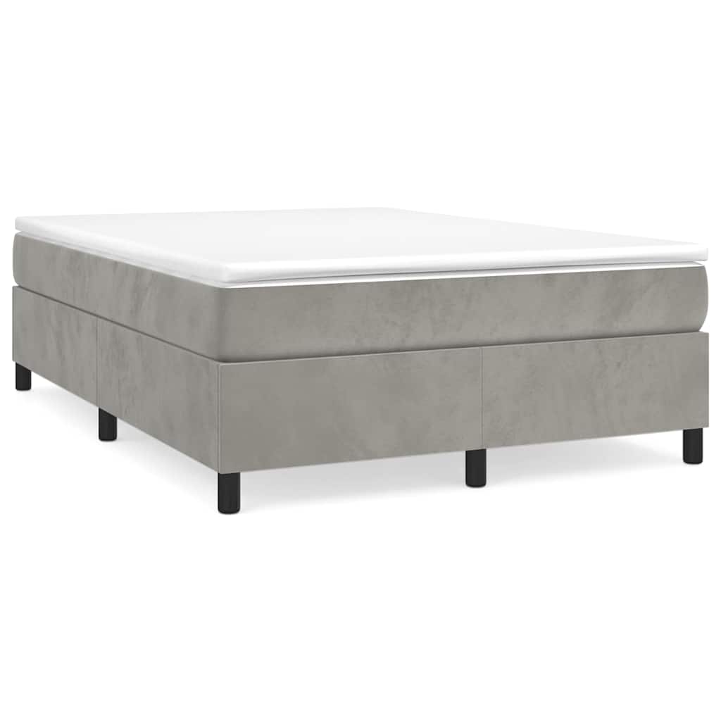 vidaXL Box Spring Bed Frame Light Grey Full Velvet