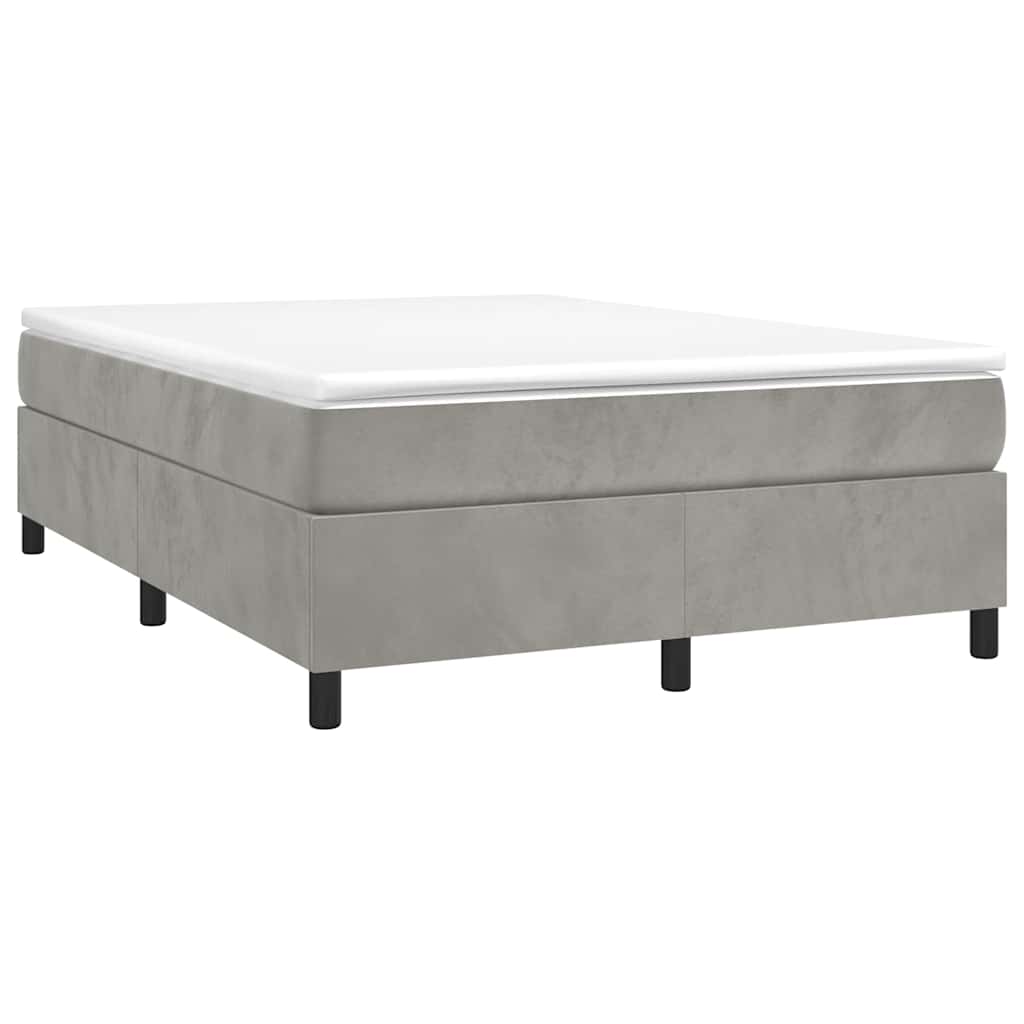vidaXL Box Spring Bed Frame Light Grey Full Velvet