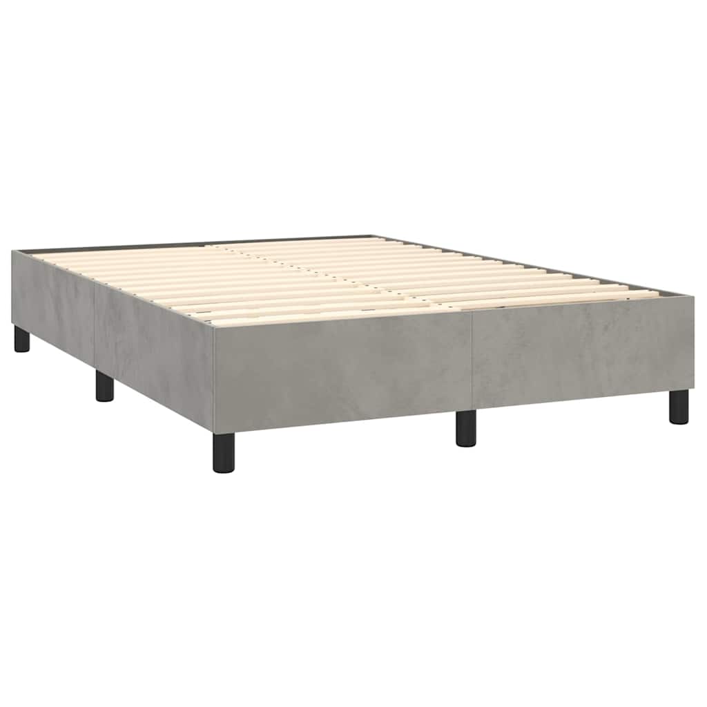 vidaXL Box Spring Bed Frame Light Grey Full Velvet