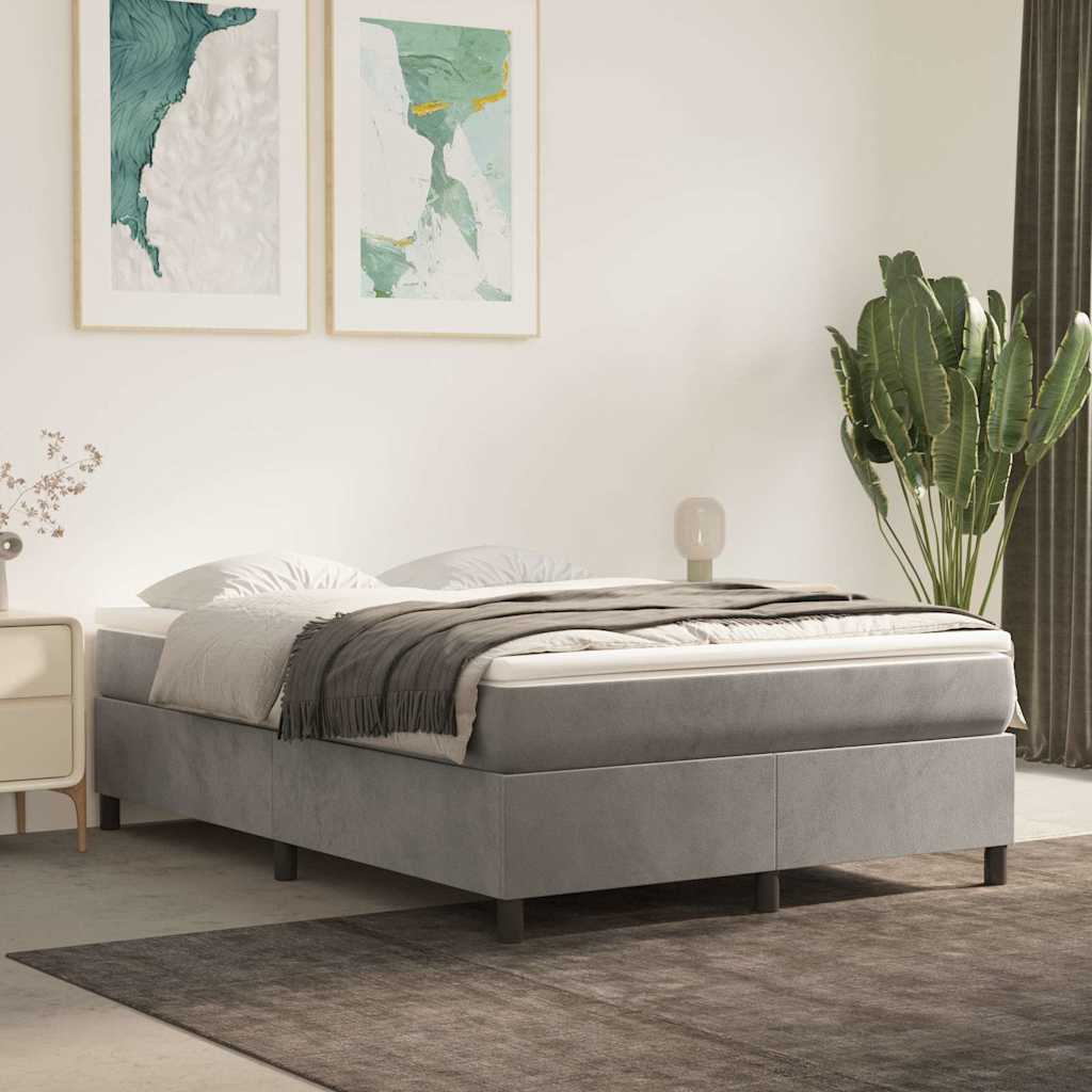 vidaXL Box Spring Bed Frame Light Grey Full Velvet