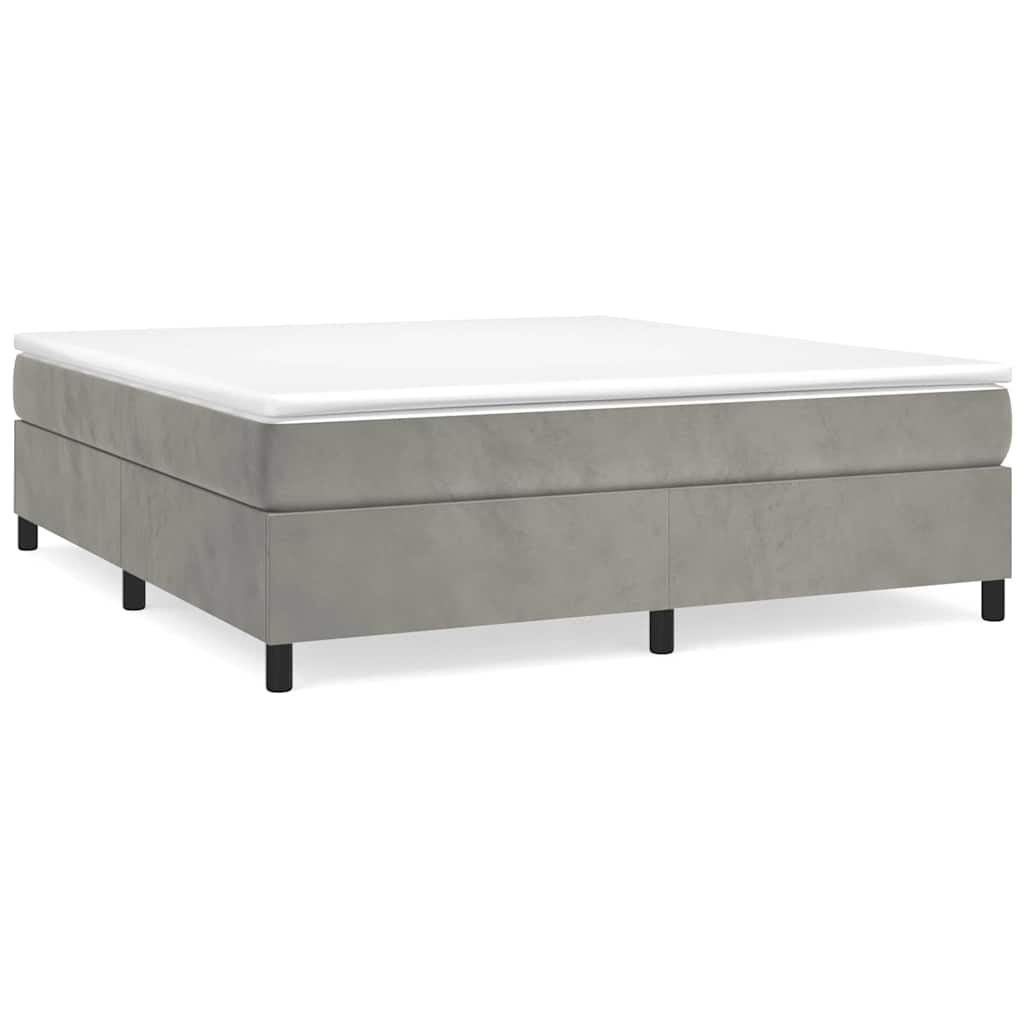vidaXL Box Spring Bed Frame Light Grey King Velvet