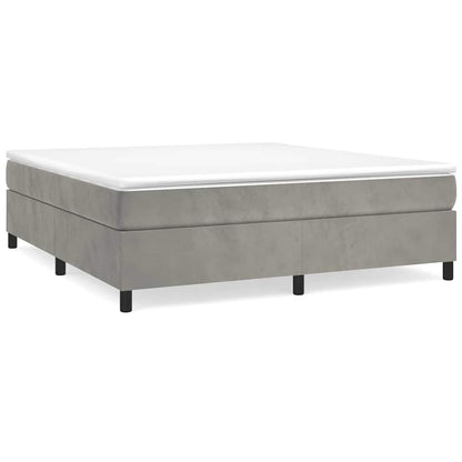 vidaXL Box Spring Bed Frame Light Grey King Velvet