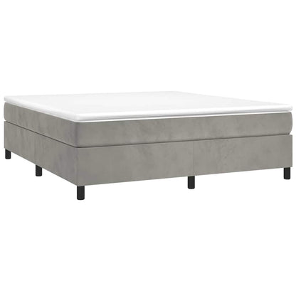 vidaXL Box Spring Bed Frame Light Grey King Velvet