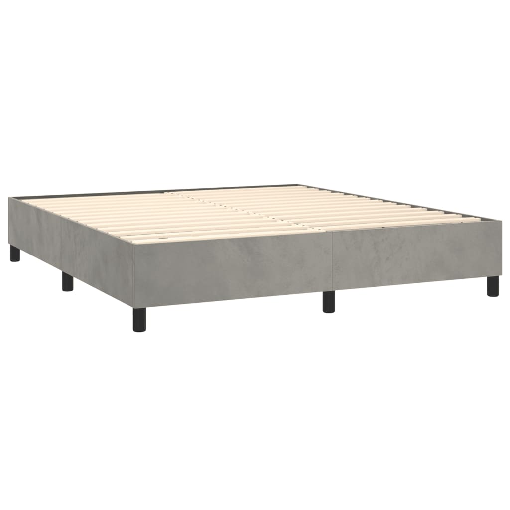 vidaXL Box Spring Bed Frame Light Grey King Velvet (US Only)