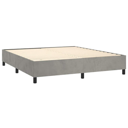 vidaXL Box Spring Bed Frame Light Grey King Velvet