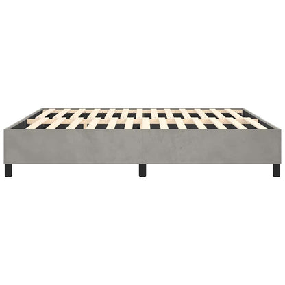 vidaXL Box Spring Bed Frame Light Grey King Velvet