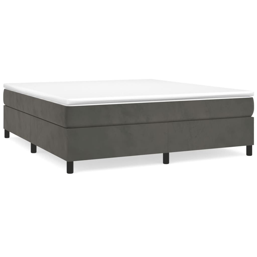 vidaXL Box Spring Bed Frame Dark Grey King Velvet