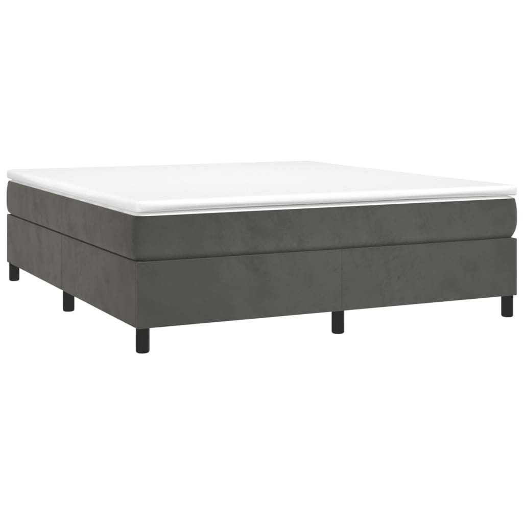 vidaXL Box Spring Bed Frame Dark Grey King Velvet