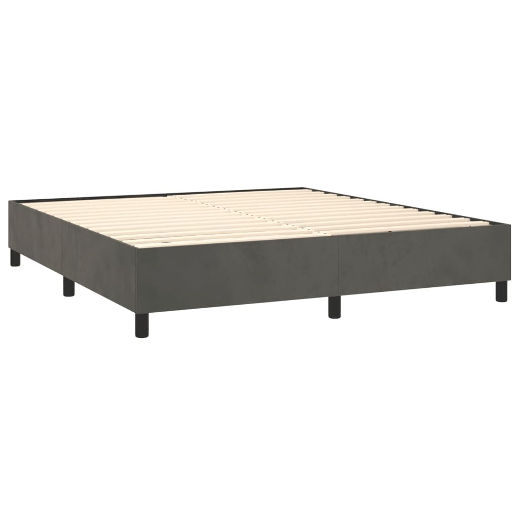 vidaXL Box Spring Bed Frame Dark Grey King Velvet