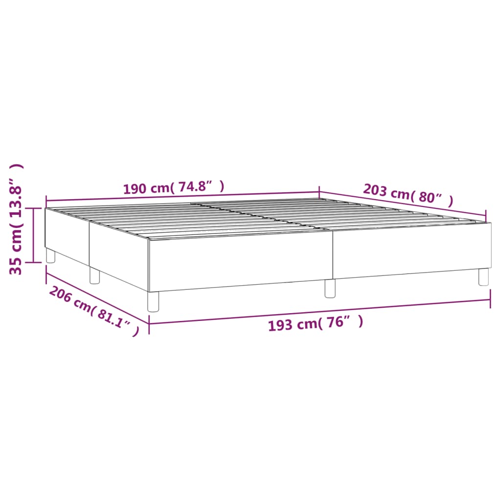 vidaXL Box Spring Bed Frame Dark Grey King Velvet