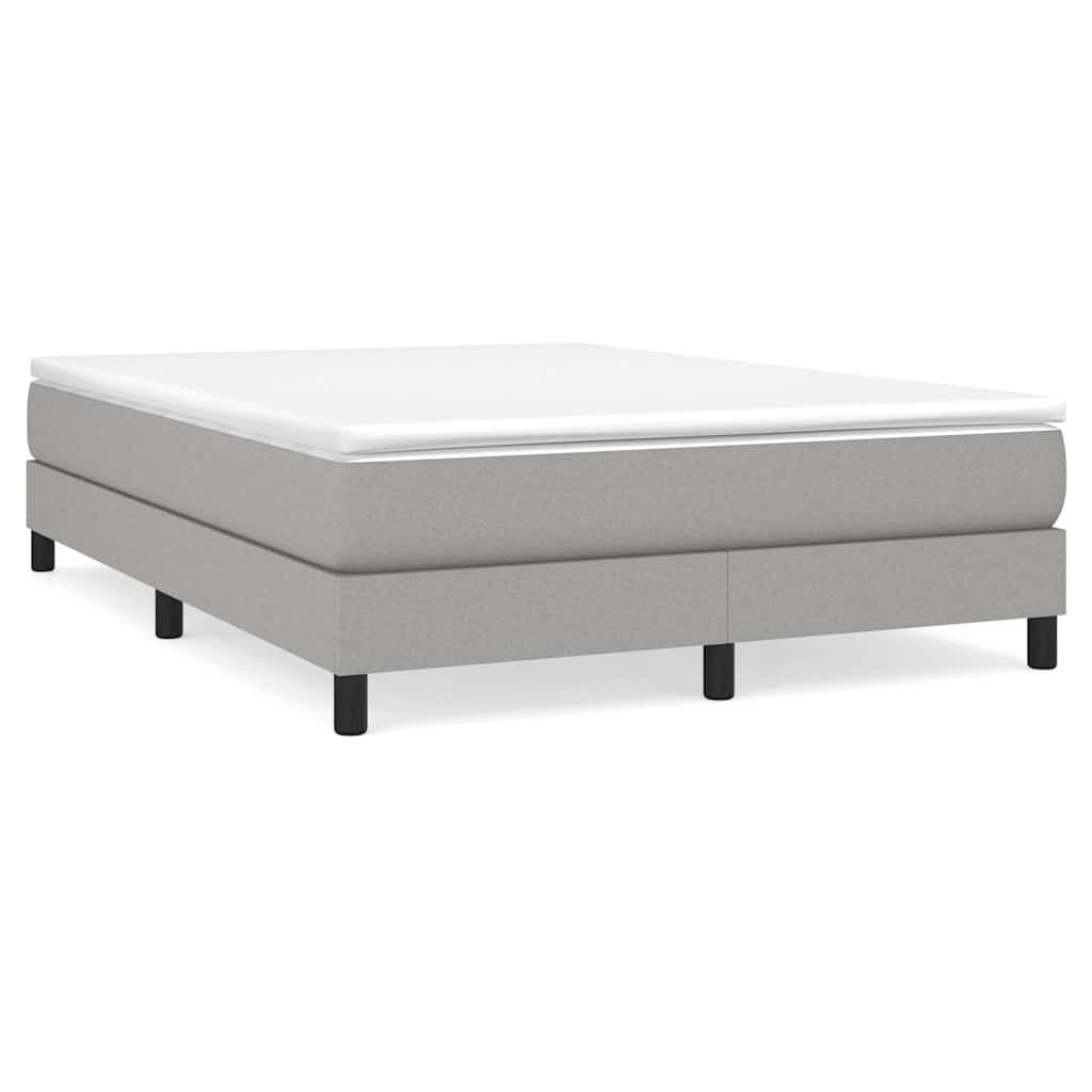 vidaXL Box Spring Bed Frame Light Grey Double Fabric