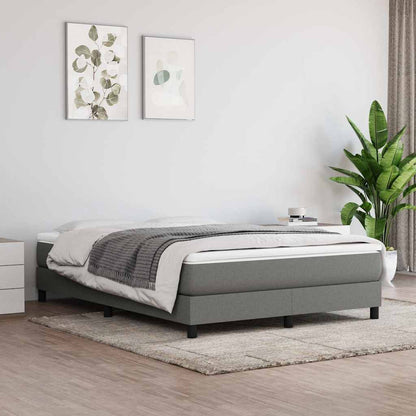 vidaXL Box Spring Bed Frame Dark Grey Double Fabric