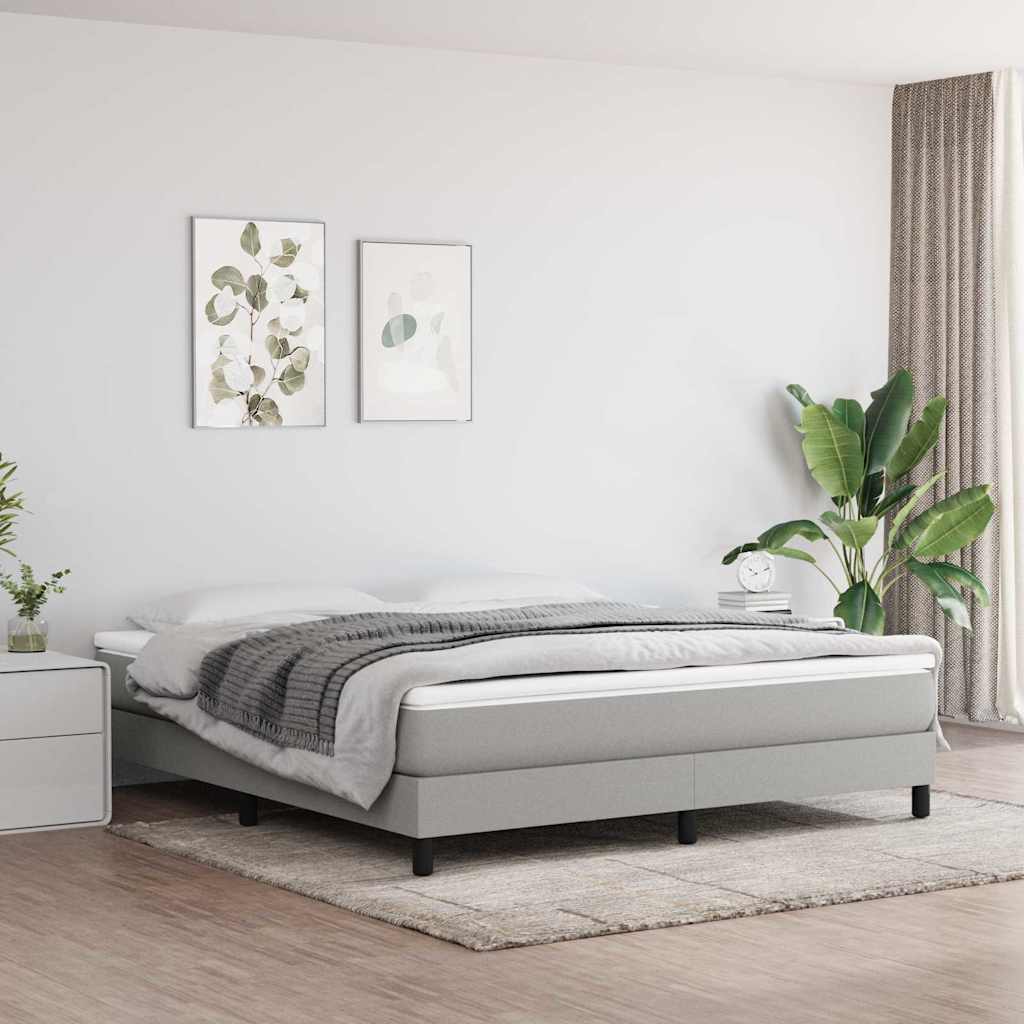 vidaXL Box Spring Bed Frame Light Grey Super King Fabric
