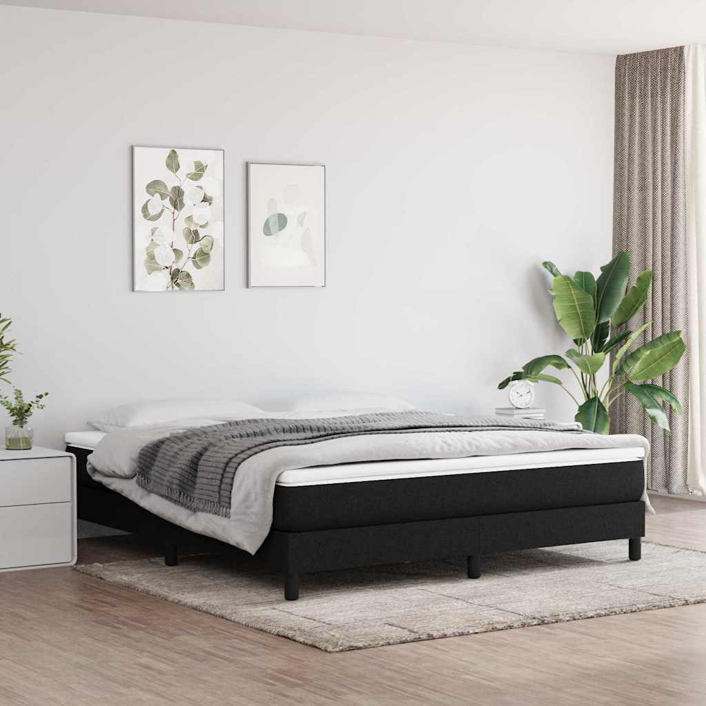 vidaXL Box Spring Bed Frame Black Super King Fabric