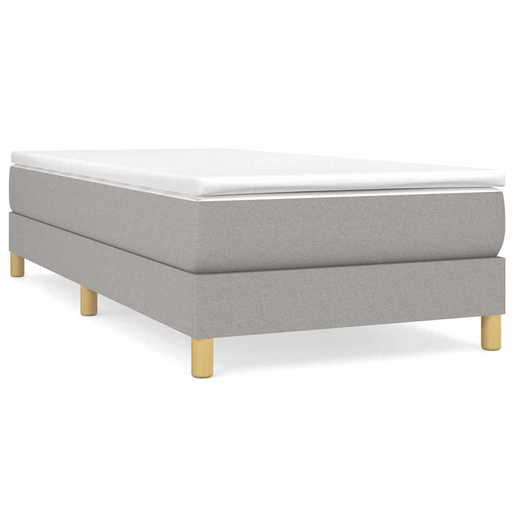 vidaXL Box Spring Bed Frame Light Grey Single Fabric