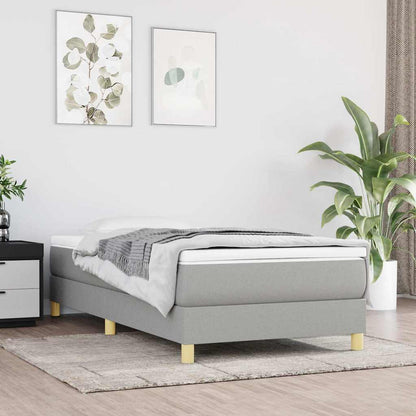 vidaXL Box Spring Bed Frame Light Grey Single Fabric