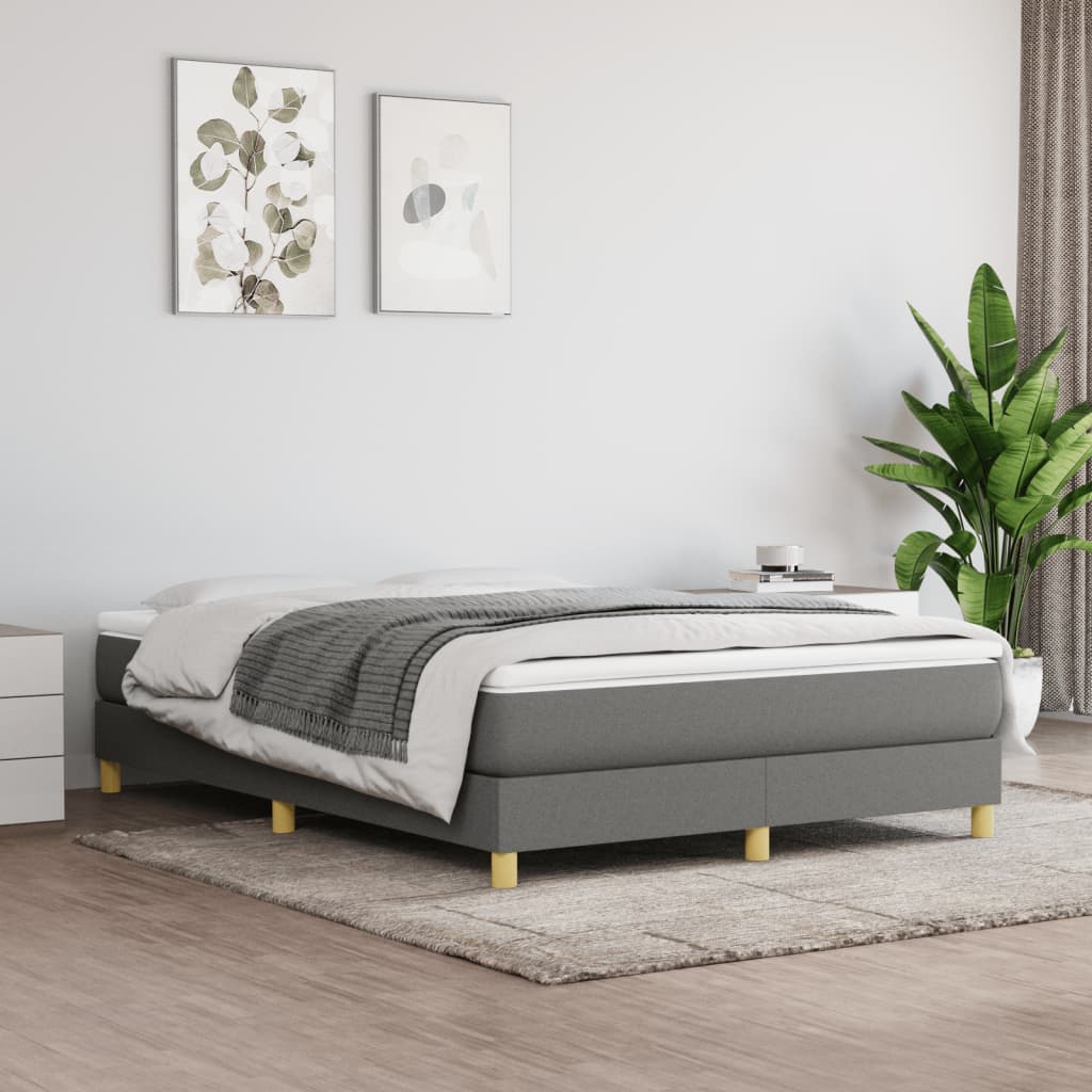 vidaXL Box Spring Bed Frame Dark Grey Double Fabric (UK/IE/FI/NO only)