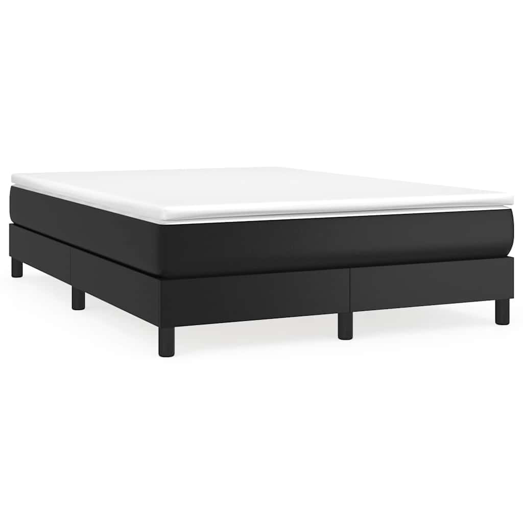 vidaXL Box Spring Bed Frame Black Double Faux Leather