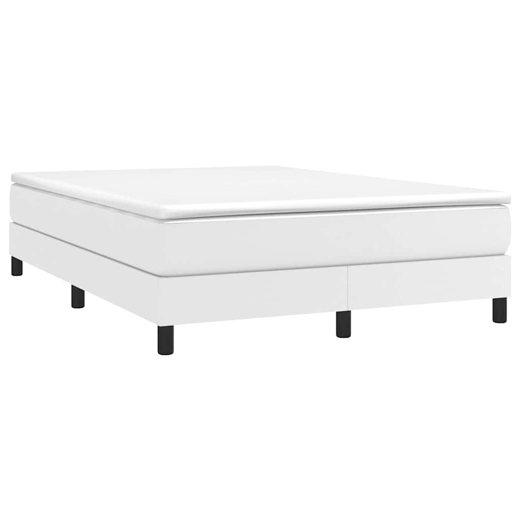 vidaXL Box Spring Bed Frame White Double Faux Leather
