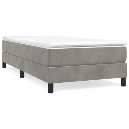 vidaXL Box Spring Bed Frame Light Grey Single Velvet