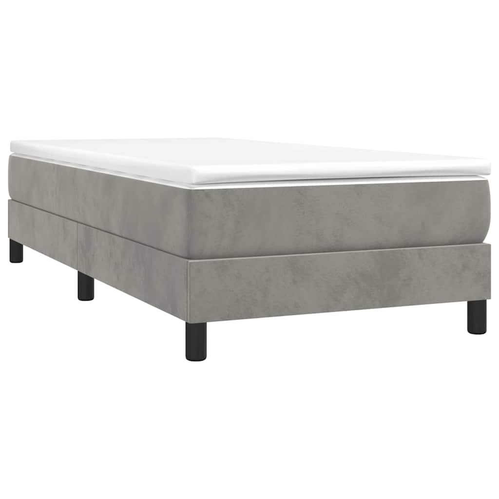 vidaXL Box Spring Bed Frame Light Grey Single Velvet