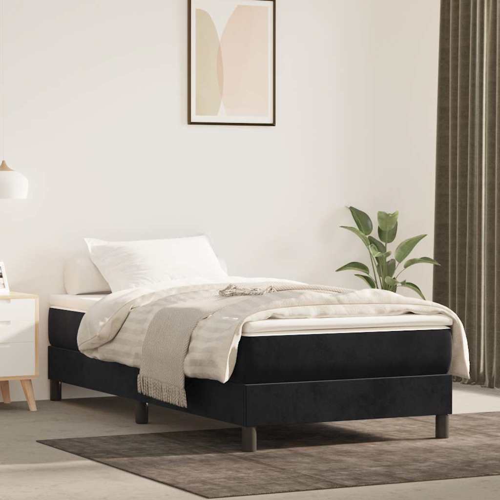 vidaXL Box Spring Bed Frame Black Single Velvet