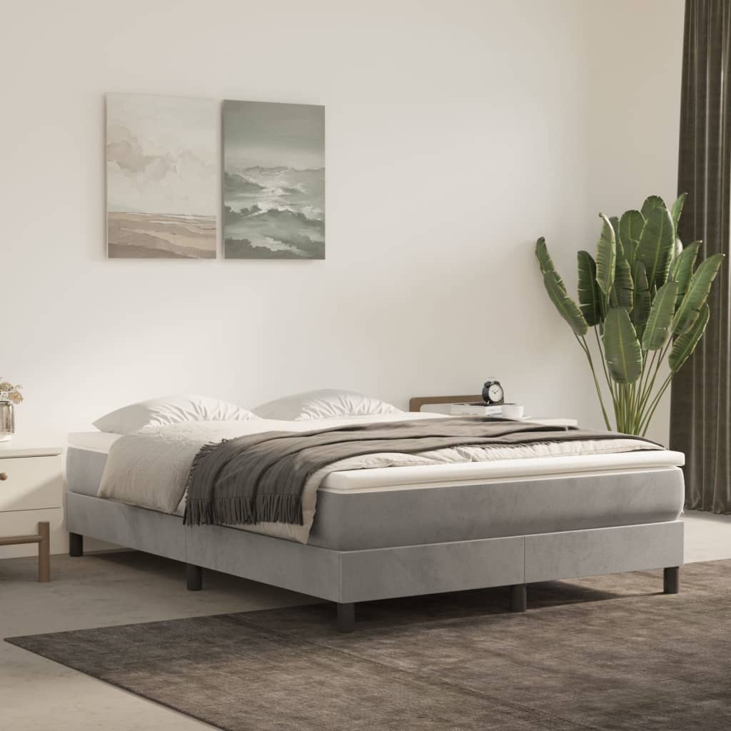 vidaXL Box Spring Bed Frame Light Grey Double Velvet (UK/IE/FI/NO only)