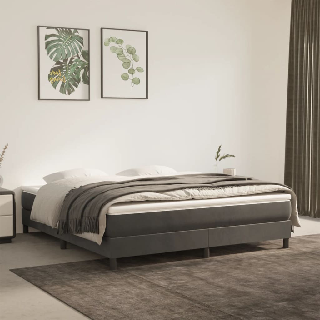 vidaXL Box Spring Bed Frame Dark Grey Super King Velvet (UK/IE/FI/NO only)