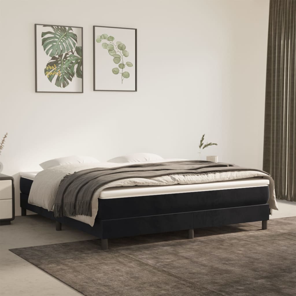 vidaXL Box Spring Bed Frame Black Super King Velvet (UK/IE/FI/NO only)