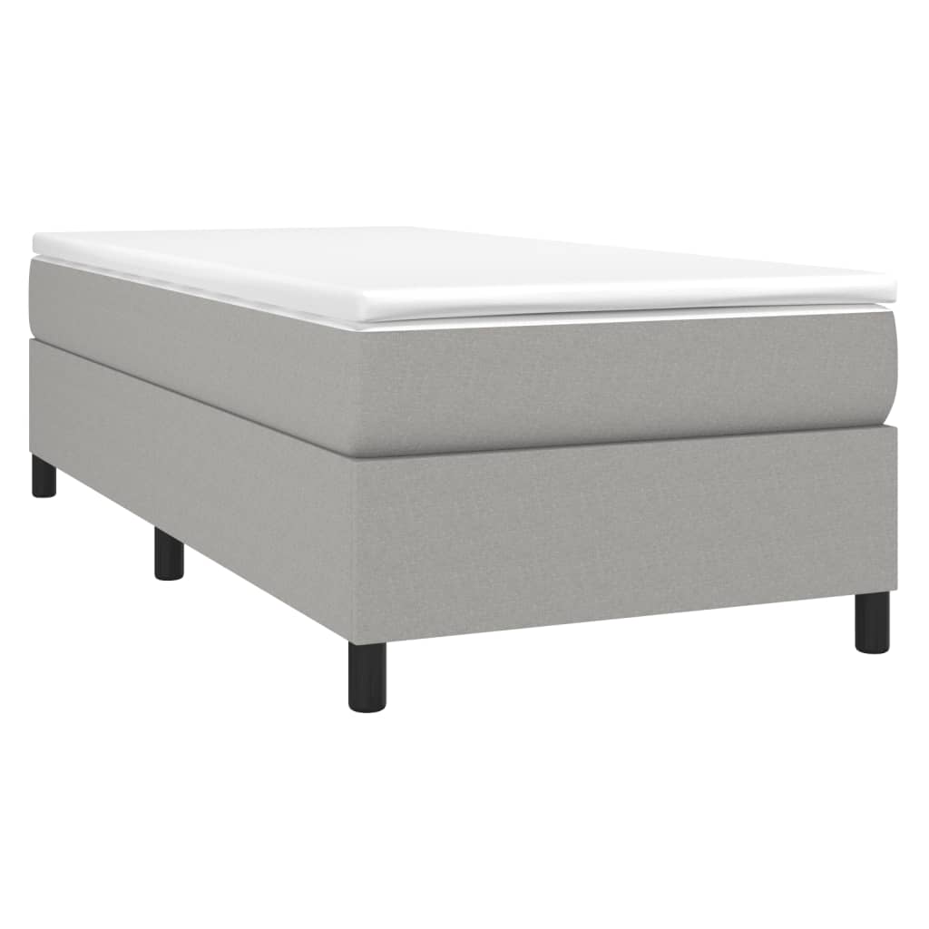vidaXL Box Spring Bed Frame Light Grey Single Fabric