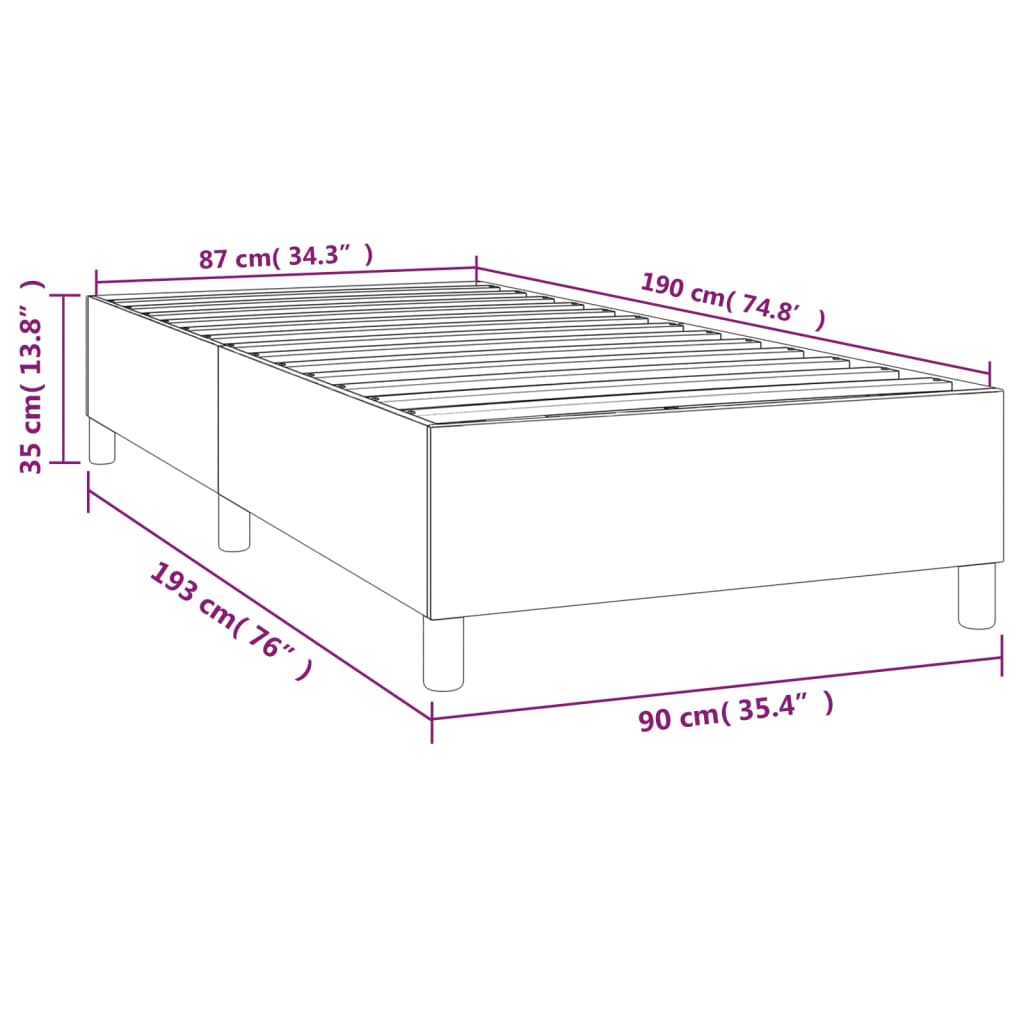 vidaXL Box Spring Bed Frame Light Grey Single Fabric