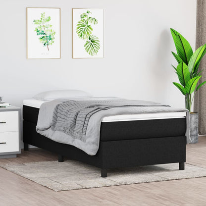 vidaXL Box Spring Bed Frame Black Single Fabric