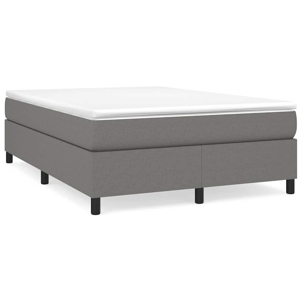 vidaXL Box Spring Bed Frame Dark Grey Double Fabric