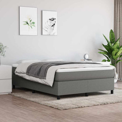 vidaXL Box Spring Bed Frame Dark Grey Double Fabric