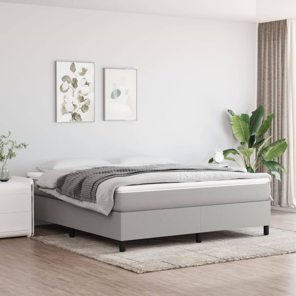 vidaXL Box Spring Bed Frame Light Grey Super King Fabric
