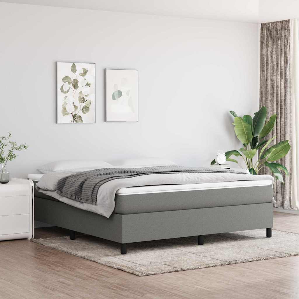 vidaXL Box Spring Bed Frame Dark Grey Super King Fabric