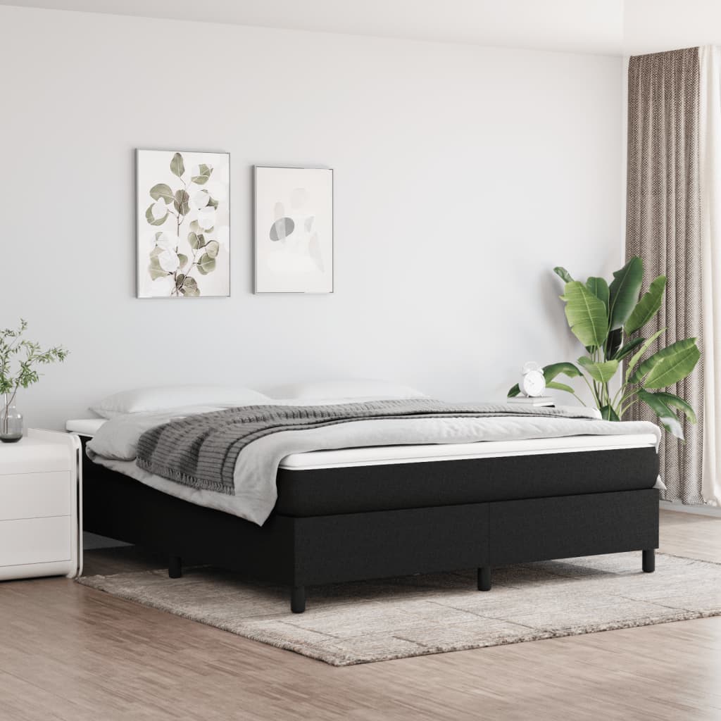 vidaXL Box Spring Bed Frame Black Super King Fabric