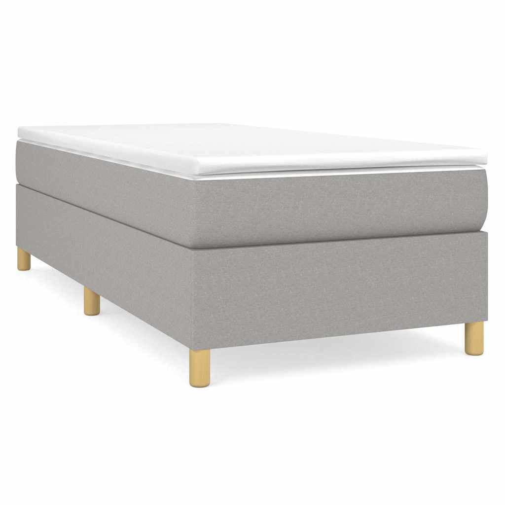 vidaXL Box Spring Bed Frame Light Grey Single Fabric