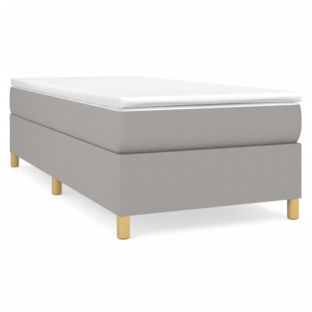 vidaXL Box Spring Bed Frame Light Grey Single Fabric