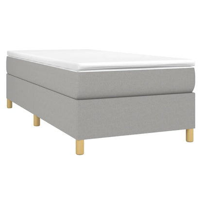 vidaXL Box Spring Bed Frame Light Grey Single Fabric