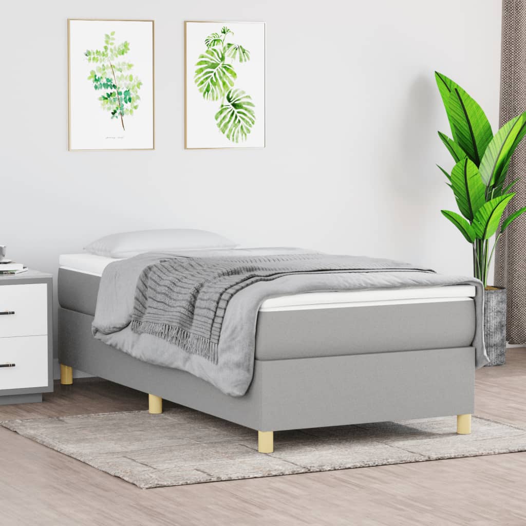 vidaXL Bed Frame without Mattress Light Grey Single Fabric (UK/IE/FI/NO only)