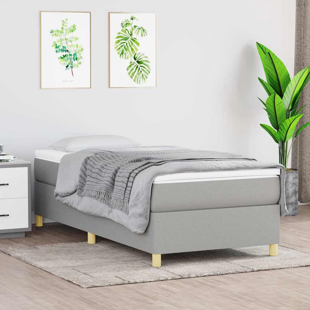 vidaXL Box Spring Bed Frame Light Grey Single Fabric